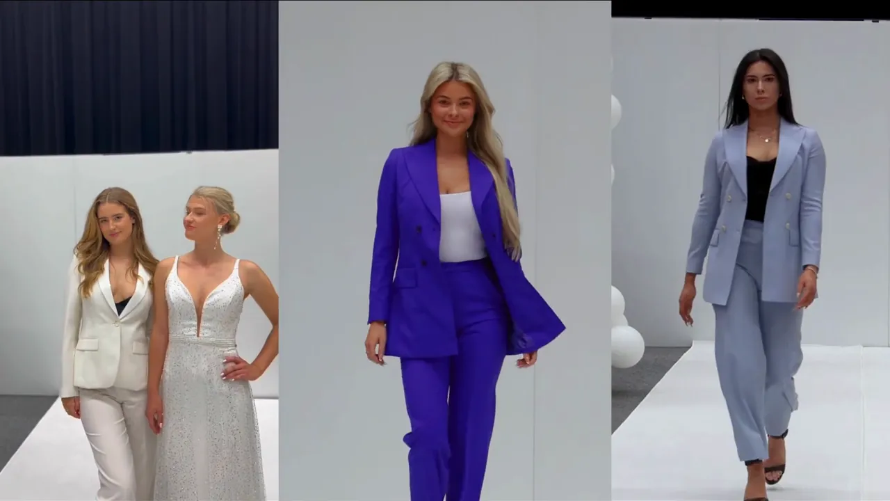 Models on a white runway at a fashion show, a shoot with many faces to sort